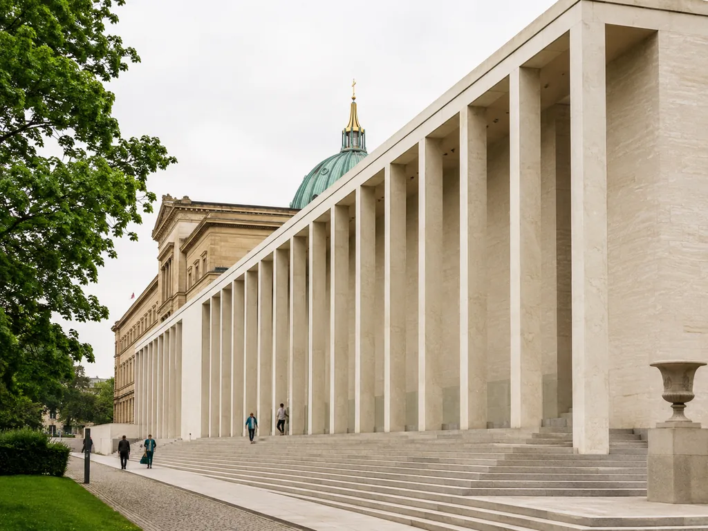 The James-Simon-Galerie on Bodestraße, the entrance to the Neues Museum